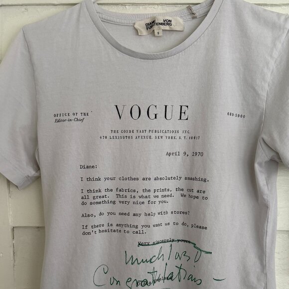 Diane von Furstenberg letter from Vogue Editor Fashion T-shirt Small - Picture 1 of 9